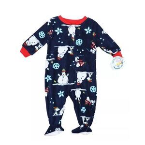 PEANUTS SNOOPY Holiday Theme Baby Footed Pajamas One Piece 18M $26 NWT
